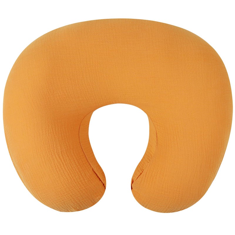 Onacosht Muslin Nursing Pillow Cover Soft 100% Cotton Feeding Pillow Slipcover Fits Standard Infant Nursing Pillow for Baby Boy and Girl, Orange - Image 1